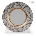 Комплект десертных тарелок, 6 шт, D 22 см, декор MIMOSA LIERRE OR, Tunisie Porcelaine