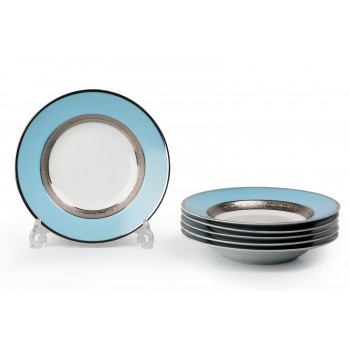 Комплект глубоких тарелок, D 22 см, декор MIMOSA MONACO TURQUOISE, Tunisie Porcelaine