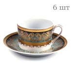 Набор чайных пар, на 6 персон, 220 мл, декор MIMOSA PRAGA DEGRADE, Tunisie Porcelaine