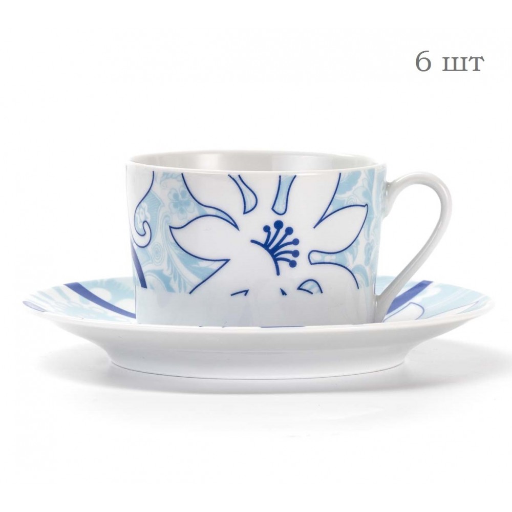 Комплект чайных пар на 6 персон, 220 мл, серия Le Ciel Bleu, Tunisie Porcelaine