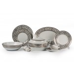 Сервиз столовый, 25 предметов, декор MIMOSA PRAGUE PLATINE, Tunisie Porcelaine