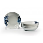 Комплект глубоких тарелок, D 21 см, 6 шт, декор MONALISA JARDIN BLEU, Tunisie Porcelaine
