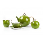 Сервиз чайный, 15 предметов, лиможский декор GREEN Gold, Tunisie Porcelaine
