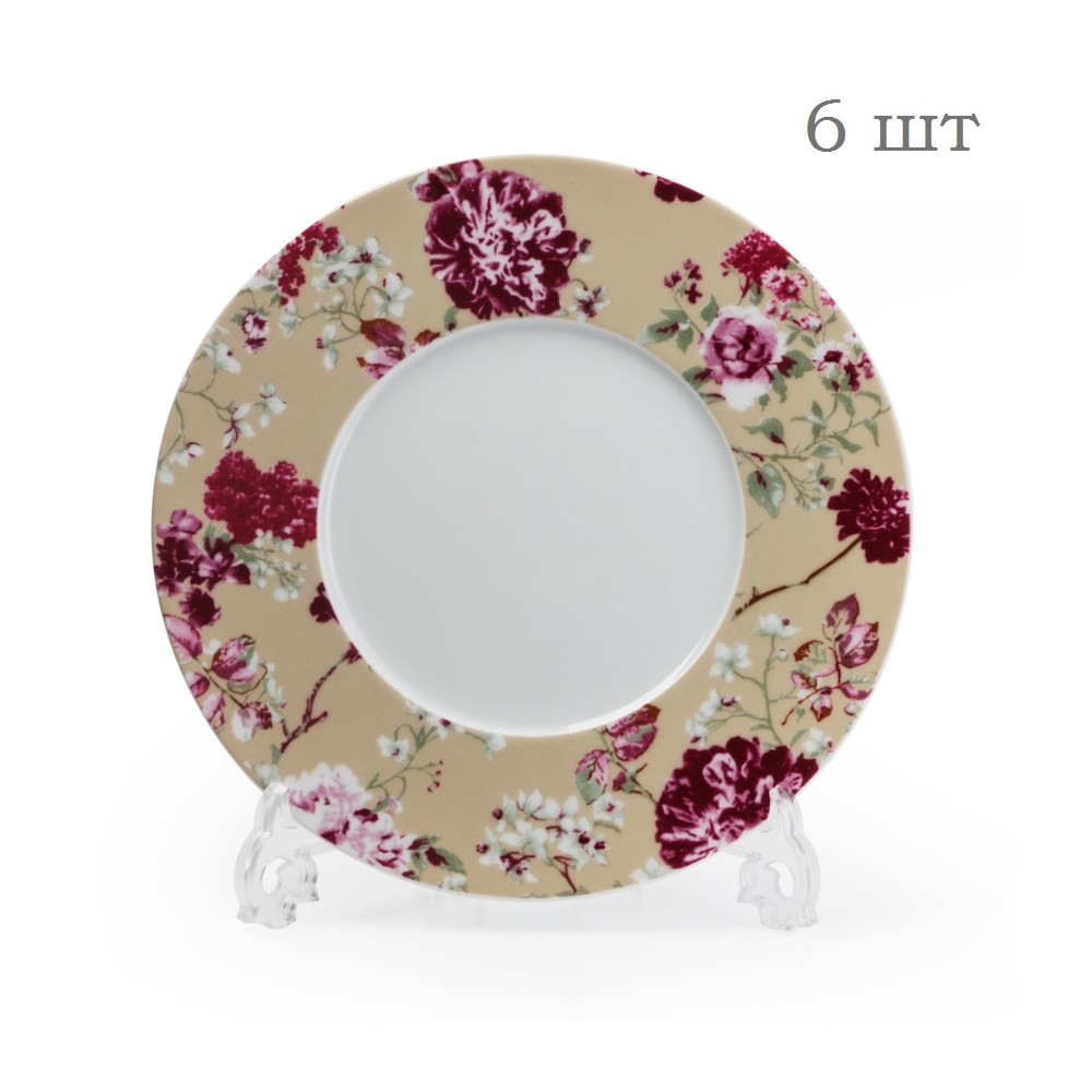 Комплект десертных тарелок, D 22 см, декор MIMOSA LIBERTY, Tunisie Porcelaine