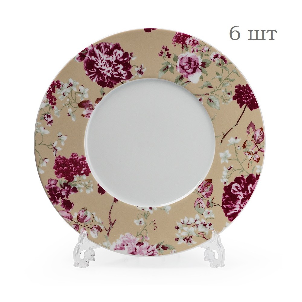 Комплект обеденных тарелок, D 27 см, декор MIMOSA LIBERTY, Tunisie Porcelaine