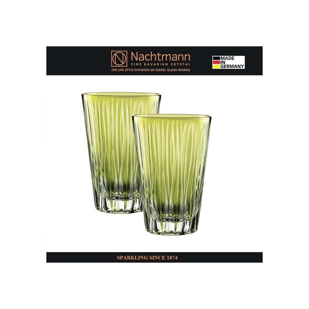 Набор высоких стаканов SIXTIES LINES KIWI, 2 шт, 360 мл, зеленый хрусталь, Nachtmann