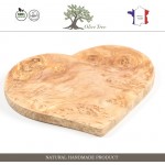 Доска для подачи в форме сердца, ручная работа, max 20 см, дерево оливы, Naturally Med