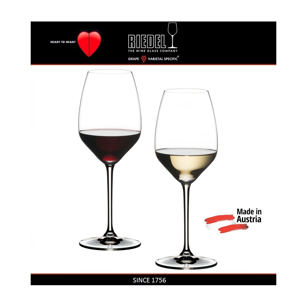 Бокалы для белых и красных вин Riesling и Sauvignon Blanc, 2 шт, объем 460 мл, машинная выдувка, Heart to Heart, RIEDEL