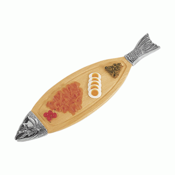 Блюдо «Рыба», L 76 см, W 20 см,  дерево, сталь нержавеющая, APS