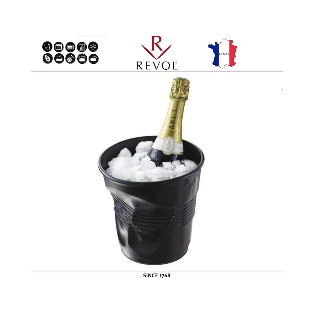 Ведро "Мятая керамика" Froisses для шампанского, 3 л, D 20 см, H 19,5 см, черный, REVOL