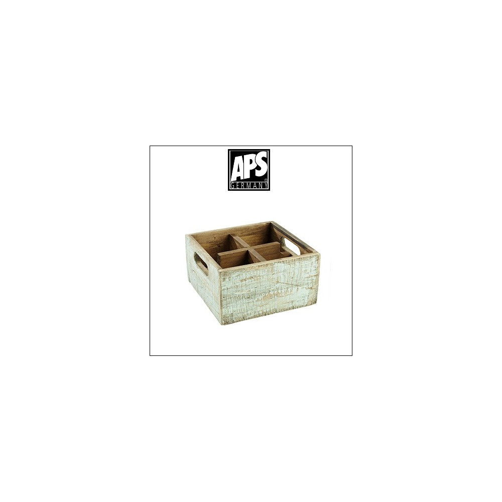 Деревянный ящик Vintage для аксессуаров, 4 ячейки, голубой, APS