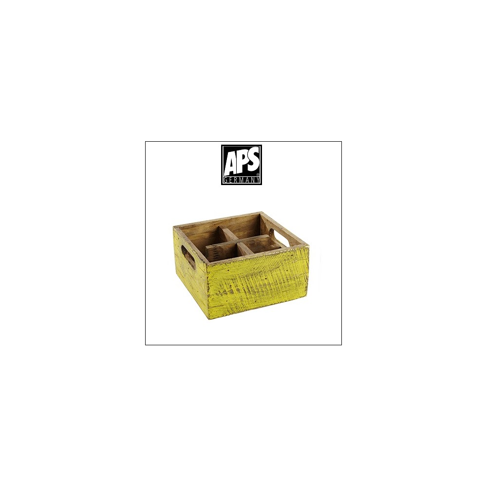 Деревянный ящик Vintage для аксессуаров, 4 ячейки, желтый, APS