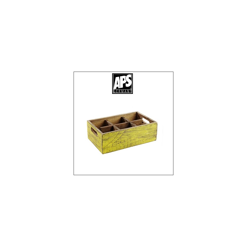 Деревянный ящик Vintage для аксессуаров, 6 ячеек, желтый, APS