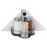 Набор соль/перец и стаканчик для зубочисток, салфетница, 50 мл, H 10,5 см, L 10 см, W 10,7 см, сталь нержавеющая, стекло, Fenghua