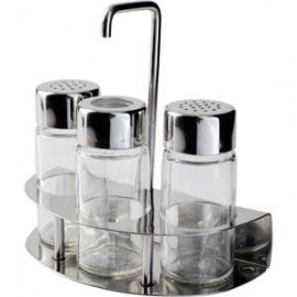 Набор соль/перец и стаканчик для зубочиcток, D 13,5 см, H 12,5 см, L 13,5 см, W 6,5 см, стекло, сталь нержавеющая, ILSA