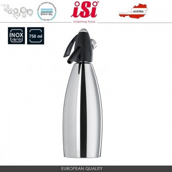 Сифон для газирования воды, 0.75 л, сталь нержавеющая, Isi