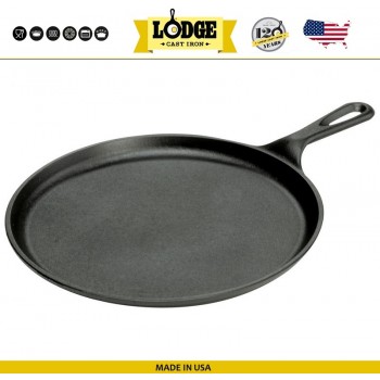 Сковорода для блинов и фахитас, D 27 см, литой чугун, Lodge