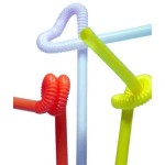 Трубочки со сгибом декоративные[50шт]; пластик; D=6, H=290, L=275, B=10мм; разноцветн.