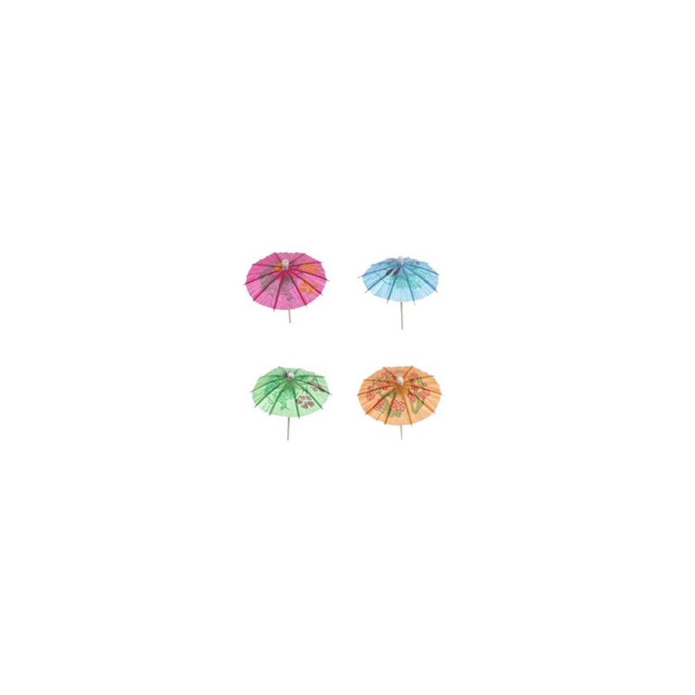 Зонтик на дерев. ножке[300шт]; бумага, дерево; H=68, L=248/100, B=119мм; разноцветн., бежев.
