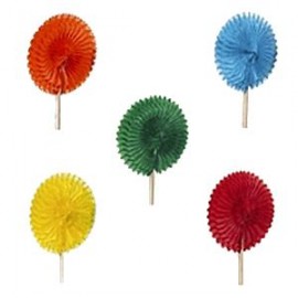 Солнышко на палочке, 100шт, L 19 см, дерево, бумага, Pap Star