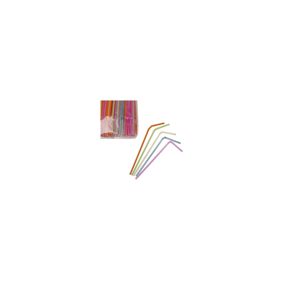 Трубочки со сгибом флюорисцирующие, 1000шт ''UP'', D 0,5 см, L 21 см, Pasterski