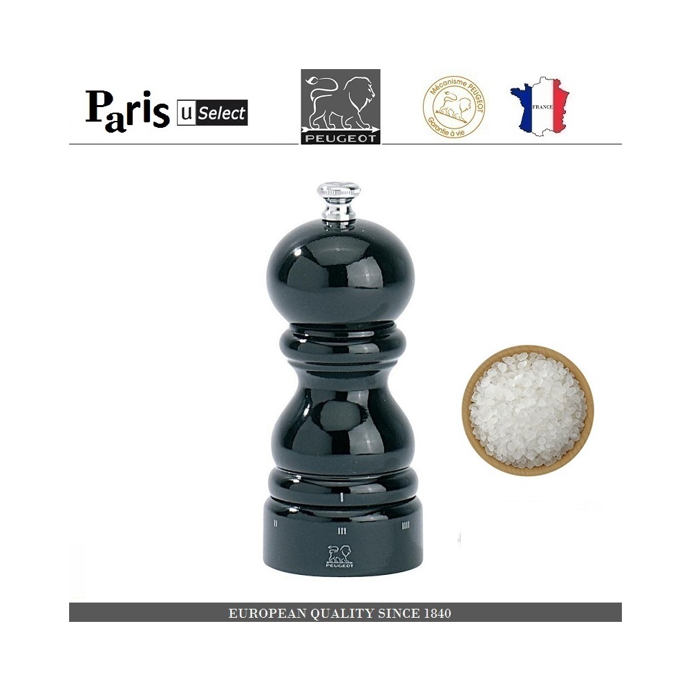 Мельница Paris U Select Laque Noir для соли, H 12 см, черный, PEUGEOT
