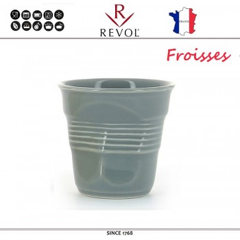 Froisses "Мятый керамический стаканчик" для кофе эспрессо, 80 мл, серый, REVOL