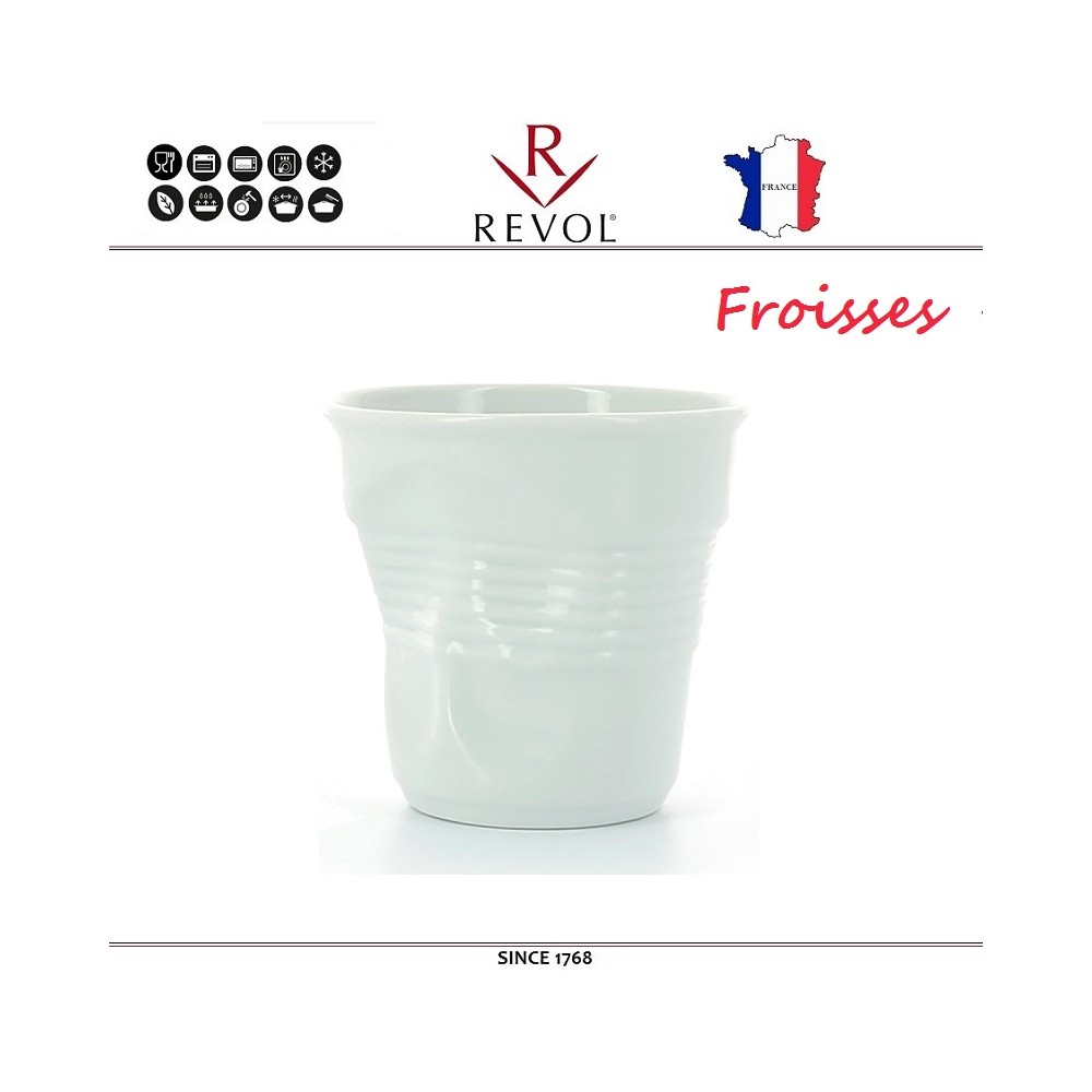 Froisses "Мятый керамический стаканчик" для кофе эспрессо, 80 мл, белый, REVOL