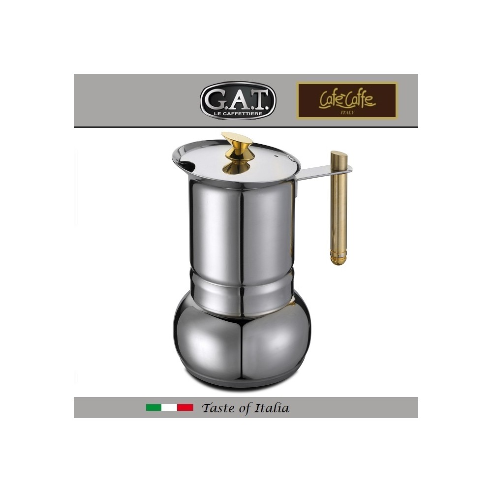 Гейзерная кофеварка AMORE на 6 чашек, индукционное дно, сталь 18/10, G.A.T.