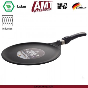 Антипригарная блинная сковорода Diamond Induction, D 24 см, индукционное дно, съемная ручка, AMT