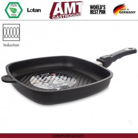 Антипригарная сковорода-гриль Diamond Induction для плиты и духовки, 28 х 28 см, H 5 см, индукционное дно, съемная ручка, AMT