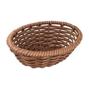 Корзина овальная для выпечки, хлеба, L 18.5 см, W 14.5 см, H 6.5 см, коричневый полиротанг, PRH