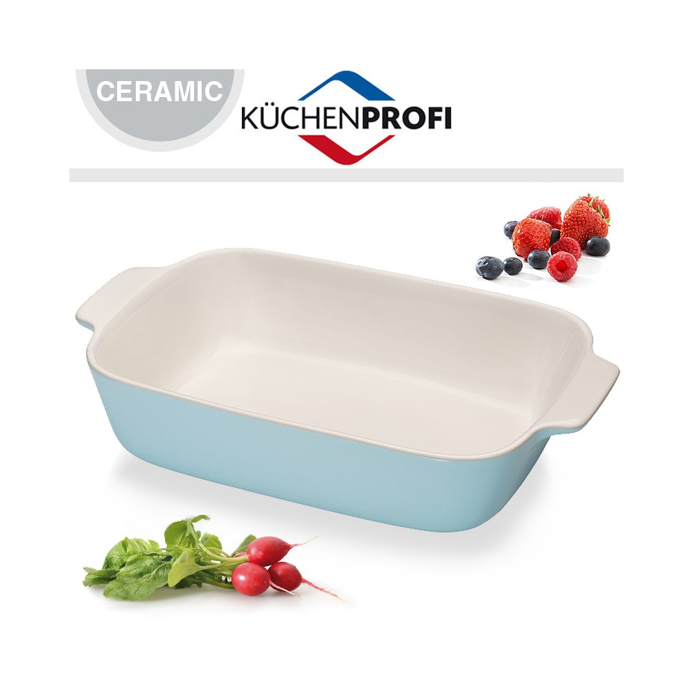 Керамическая форма для духовки, морозильника и подачи, 30 см х 18,5 см, цвет голубой, Kuchenprofi