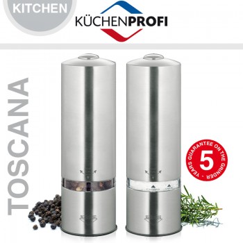 Набор мельниц для перца и соли электрические с LED подсветкой "Toskana", 2 шт., H 16 см, сталь 18/10, Kuchenprofi