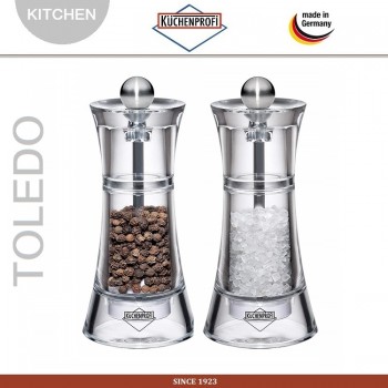 Набор мельниц "TOLEDO" для перца и соли, H 14 см, акрил, сталь 18/10, Kuchenprofi, Германия