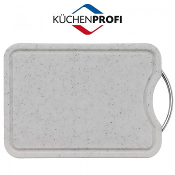 Доска разделочная со сливом, L 36 см, W 26 см, цвет белый, полиэтилен, сталь, Kuchenprofi
