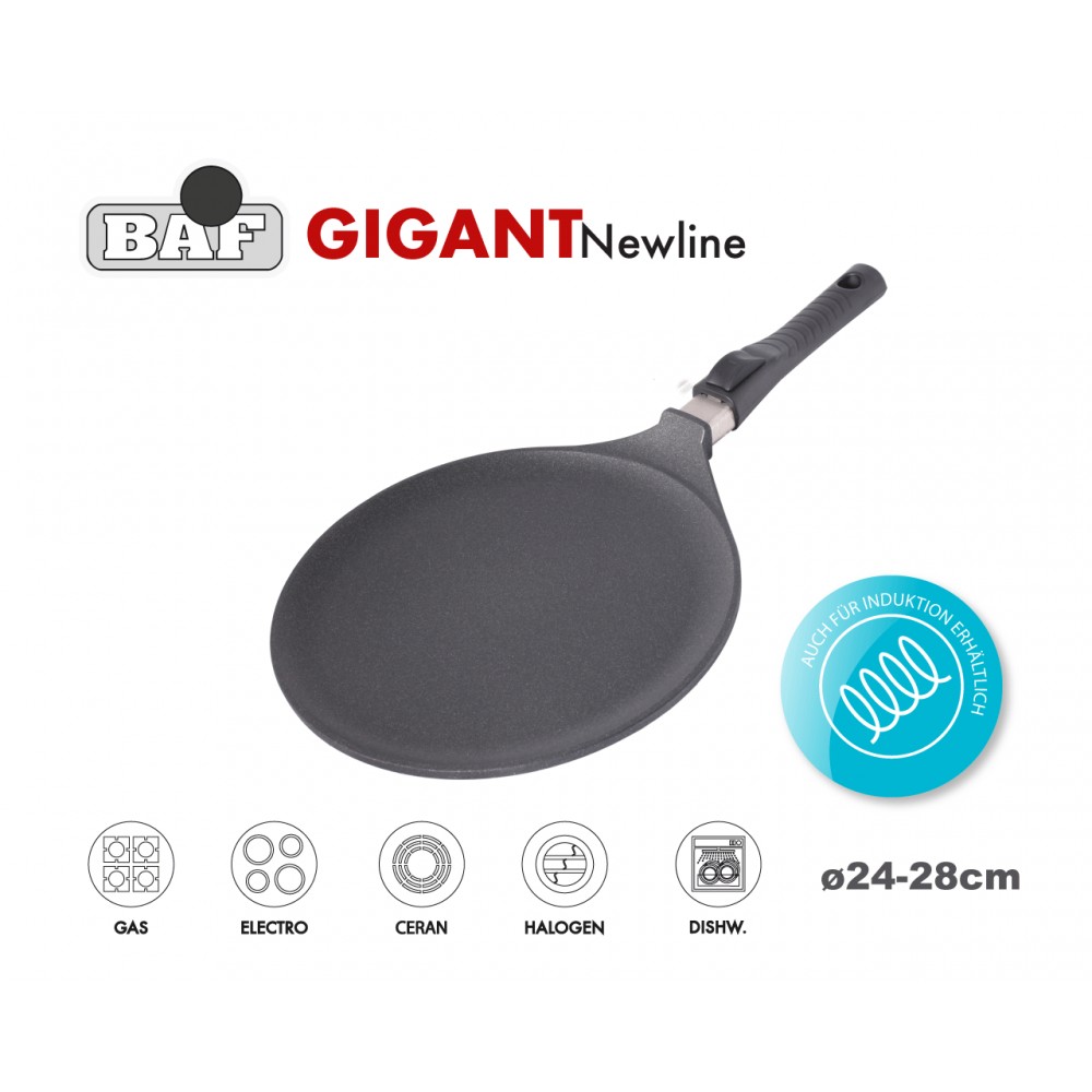 GIGANT Newline Антипригарная блинная сковорода со съемной ручкой, D 24 см, индукционное дно, BAF, Германия