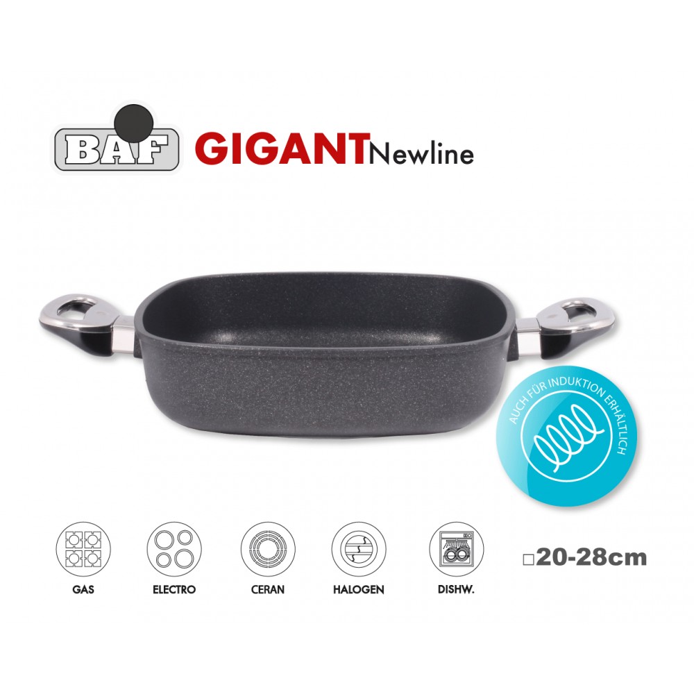 GIGANT Newline Антипригарная кастрюля квадратная для плиты и духовки, 20 х 20 см, индукционное дно, BAF, Германия