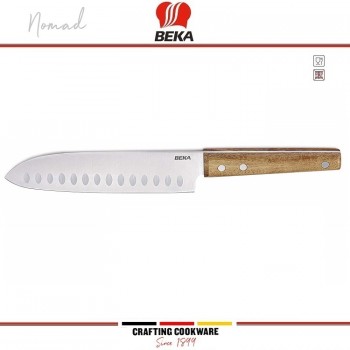 NOMAD Нож Сантоку, лезвие 18 см, нержавеющая сталь, акация, Beka