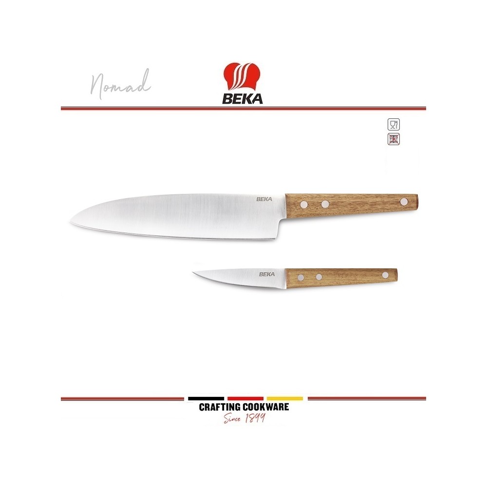 NOMAD Набор ножей: поварской нож (лезвие 20 см) и нож для овощей и фруктов (лезвие 9 см), Beka