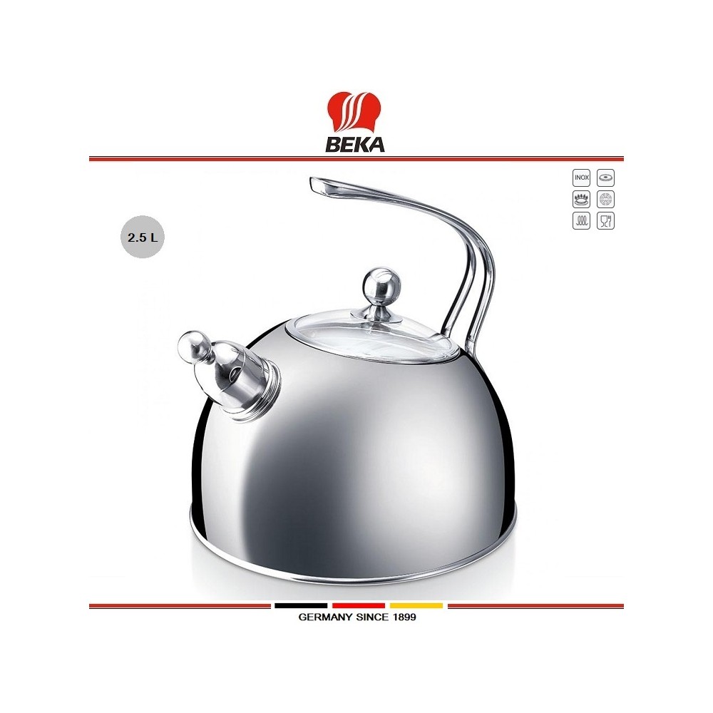 Наплитный чайник Melbourne со свистком, 2.5 л, индукционное дно, сталь нержавеющая, Beka