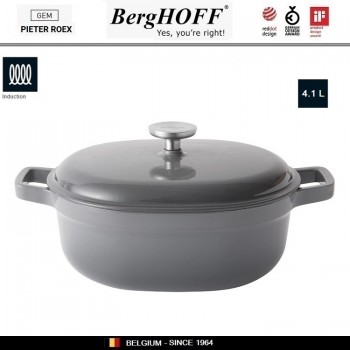 GEM Чугунная жаровня для плиты и духовки, 4.1 л, 27х22 см, BergHOFF