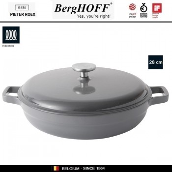 GEM Чугунная кастрюля-сотейник для плиты и духовки, 3.7 л, D 28 см, BergHOFF