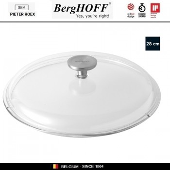 GEM Крышка, D 28 см, жаропрочное стекло, сталь нержавеющая, BergHOFF