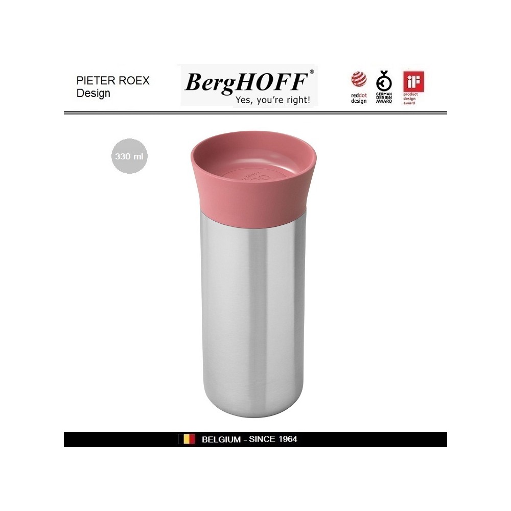 LEO Кружка-термос розовая, 330 мл, сталь нержавеющая, BergHOFF
