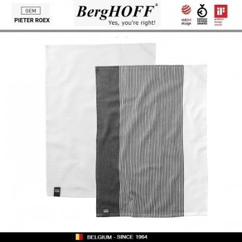 GEM Комплект кухонных полотенец, 2 шт 50 х 70 см, хлопок, серо-белые, BergHOFF