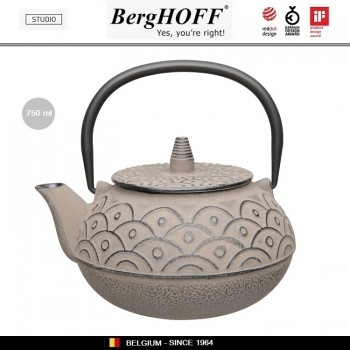 Заварочный чайник STUDIO чугунный с ситечком, 750 мл, цвет серый, BergHOFF