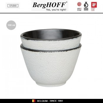 Комплект пиал  чайных STUDIO чугунных, 2 по 100 мл, цвет белый, BergHOFF