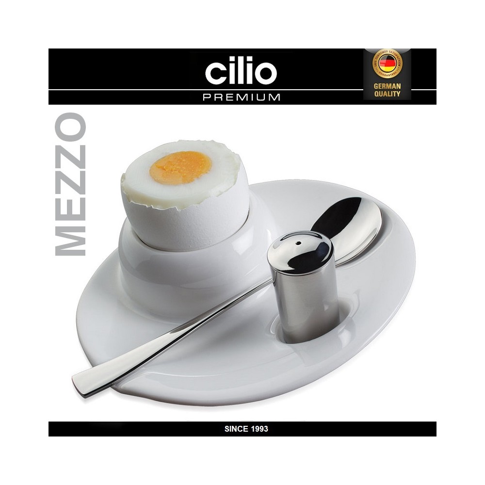 Набор MEZZO для яйца 3 предмета: подставка, ложка, солонка, Cilio