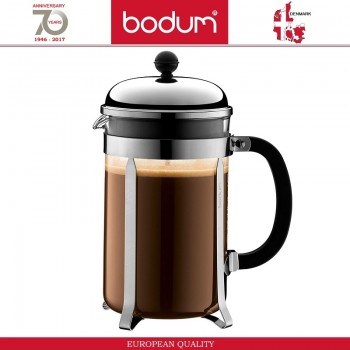 Френч-пресс CHAMBORD Classic для кофе и чая, 1500 мл, цвет хром, BODUM